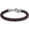 SilberDream Lederarmband geflochten braun Edelstahl Armband LAP008B