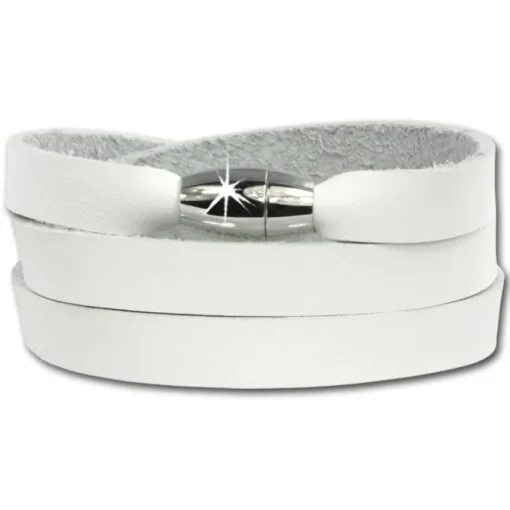 SilberDream Lederarmband weiß Wickelarmband Magnetverschluß LAP561W