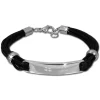 SilberDream Lederarmband Plakette schwarz Edelstahl Armband LAP009S