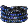SilberDream Lederarmband Glas Kugel blau Damen Armband LA2624B