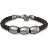 SilberDream Lederarmband Edelstahl Perle braun Leder Armband LAP007B