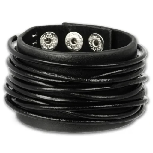 SilberDream Lederarmband schwarz Herren Leder Armband LAP010S