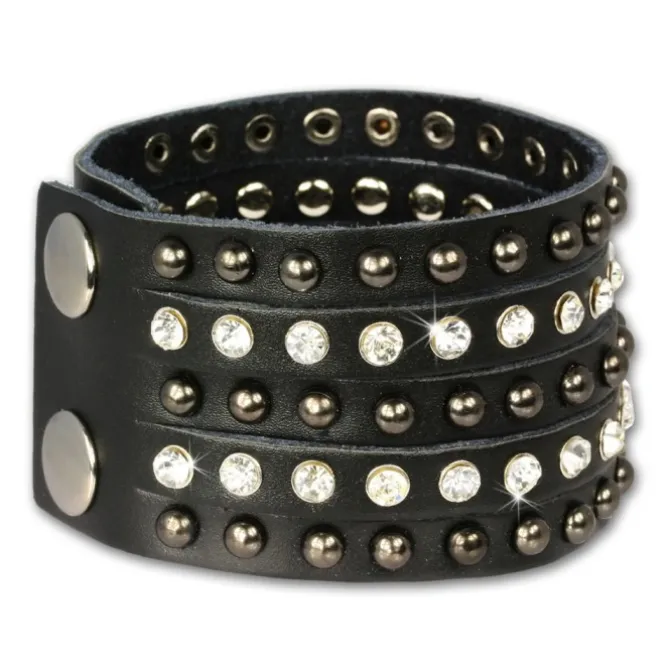 SilberDream Lederarmband schwarz Zirkonia Damen Leder Armband LAP231S