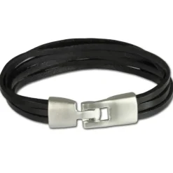 SilberDream Lederarmband schwarz Herren Leder Armband LA4292S