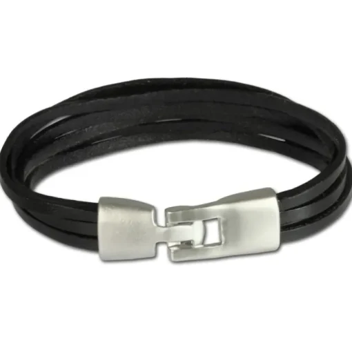 SilberDream Lederarmband schwarz Herren Leder Armband LA4292S