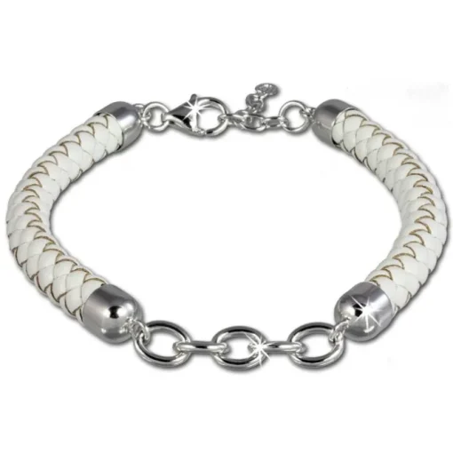 SilberDream Lederarmband weiß für Charms 925er Silber Armband FC0033W