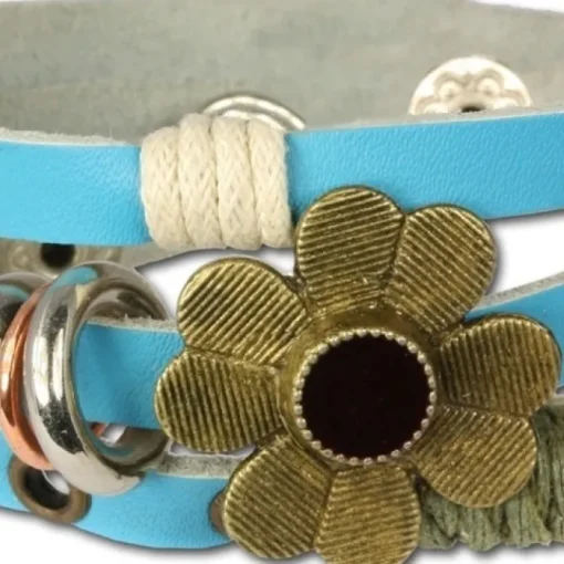 SilberDream Lederarmband türkis Blume Damen Leder Armband LA2913T