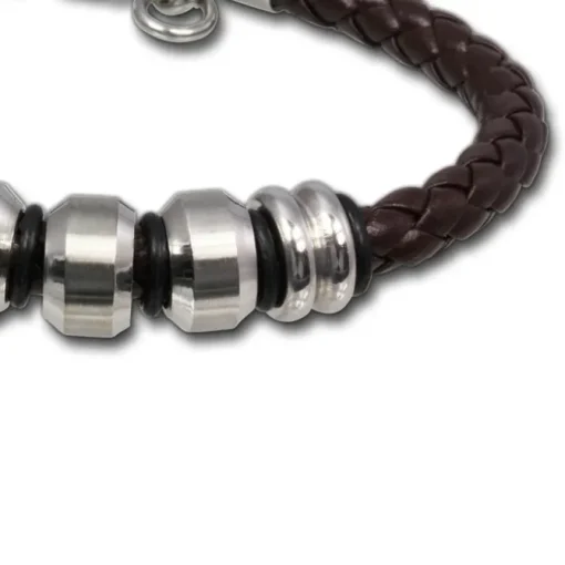 SilberDream Lederarmband Edelstahl Beads braun Leder Armband LAP006B