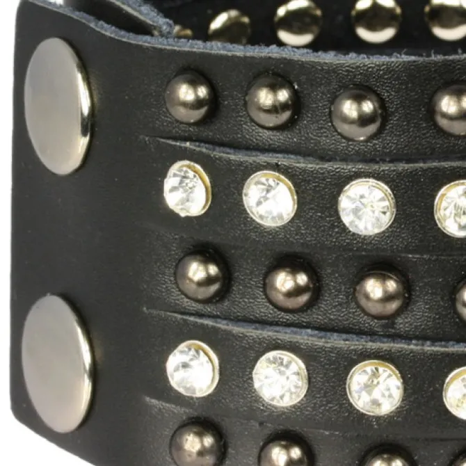 SilberDream Lederarmband schwarz Zirkonia Damen Leder Armband LAP231S