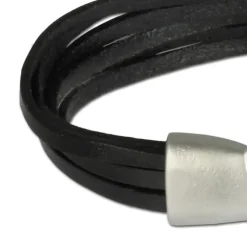 SilberDream Lederarmband schwarz Herren Leder Armband LA4292S