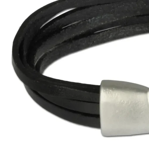 SilberDream Lederarmband schwarz Herren Leder Armband LA4292S