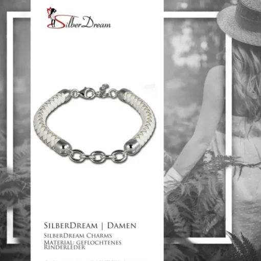 SilberDream Lederarmband weiß für Charms 925er Silber Armband FC0033W