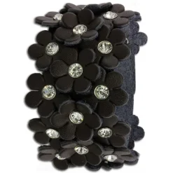 SilberDream Lederarmband braun Glitzer Blumen Damen Armband LA5668B