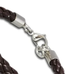 SilberDream Lederarmband geflochten braun Edelstahl Armband LAP008B