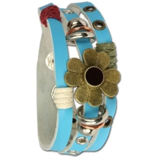 SilberDream Lederarmband türkis Blume Damen Leder Armband LA2913T