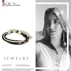 SilberDream Lederarmband schwarz Surferarmband Kordel-Armband LA1237W