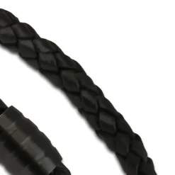 SilberDream Lederarmband schwarz Edelstahlverschluss geschwärzt LS4802