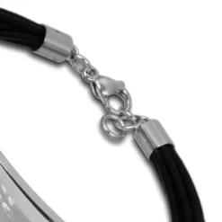 SilberDream Lederarmband Plakette schwarz Edelstahl Armband LAP009S