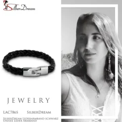 SilberDream Lederarmband schwarz Unisex Leder Armband LAC786S