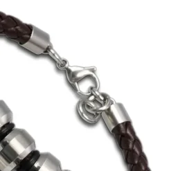 SilberDream Lederarmband Edelstahl Beads braun Leder Armband LAP006B