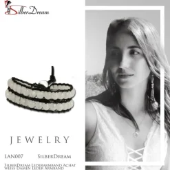 SilberDream Lederarmband Achat weiß Damen Leder Armband LAN007