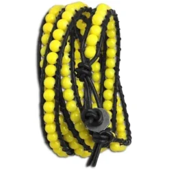 SilberDream Lederarmband Glas Kugel gelb Damen Armband LA2624Y