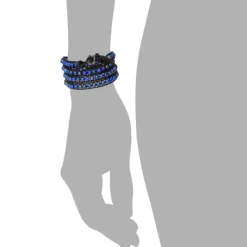 SilberDream Lederarmband Glas Kugel blau Damen Armband LA2624B