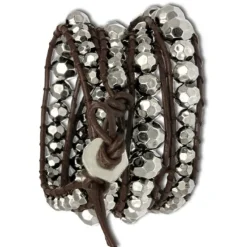 SilberDream Lederarmband Metallperle silber Damen Leder Band LA2917W