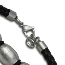 SilberDream Lederarmband Edelstahl Perle schwarz Leder Armband LAP007S