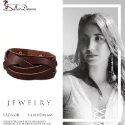 SilberDream Lederarmband bordeaux rot crossover Leder Armband LAC660R