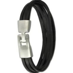 SilberDream Lederarmband schwarz Herren Leder Armband LA4292S