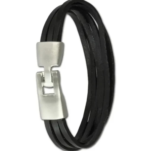 SilberDream Lederarmband schwarz Herren Leder Armband LA4292S