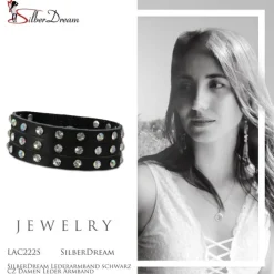 SilberDream Lederarmband schwarz CZ Damen Leder Armband LAC222S