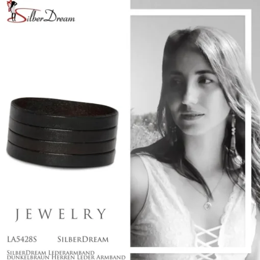 SilberDream Lederarmband dunkelbraun Herren Leder Armband LA5428S