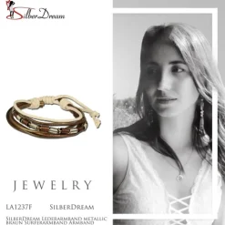 SilberDream Lederarmband metallic braun Surferarmband Armband LA1237F