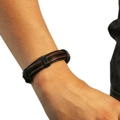 SilberDream Lederarmband schwarz Herren Leder Armband LA0014