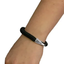 SilberDream Lederarmband schwarz Damen Leder Armband LA0108S