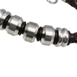 SilberDream Lederarmband Edelstahl Beads braun Leder Armband LAP006B