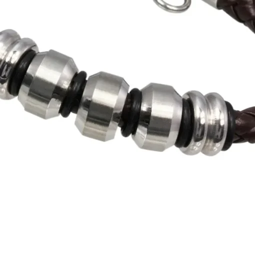 SilberDream Lederarmband Edelstahl Beads braun Leder Armband LAP006B