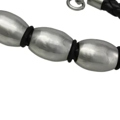 SilberDream Lederarmband Edelstahl Perle schwarz Leder Armband LAP007S
