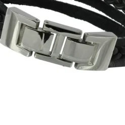 SilberDream Lederarmband Kordel schwarz Edelstahl Leder Armband LAP003S