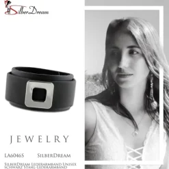 SilberDream Lederarmband Unisex schwarz Stahl-Lederarmband LA6046S