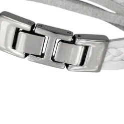 SilberDream Lederarmband Kordel weiß Edelstahl Leder Armband LAP003W