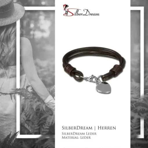 SilberDream Lederarmband Edelstahl Herz braun Leder Armband LAP005B