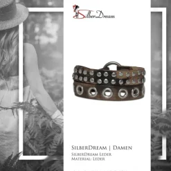 SilberDream Lederarmband unisex braun Nieten Leder Armband LA5645B