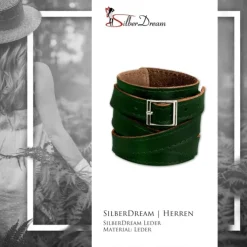 SilberDream Lederarmband dunkelgrün Herren Leder Armband LA1302G