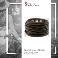 SilberDream Lederarmband dunkelbraun Herren Leder Armband LAP010B