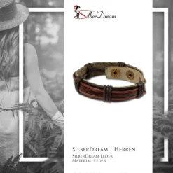 SilberDream Lederarmband schwarz Herren Leder Armband LA0014