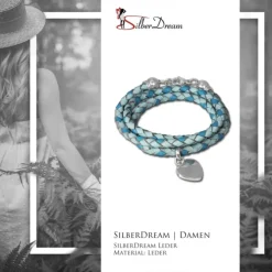 SilberDream Lederarmband türkis Bolo-Wickelarmband Echt-Leder LAP599T