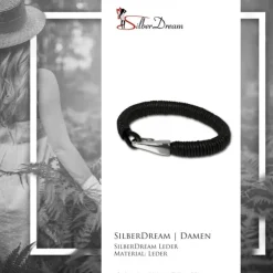 SilberDream Lederarmband schwarz Damen Leder Armband LA0108S